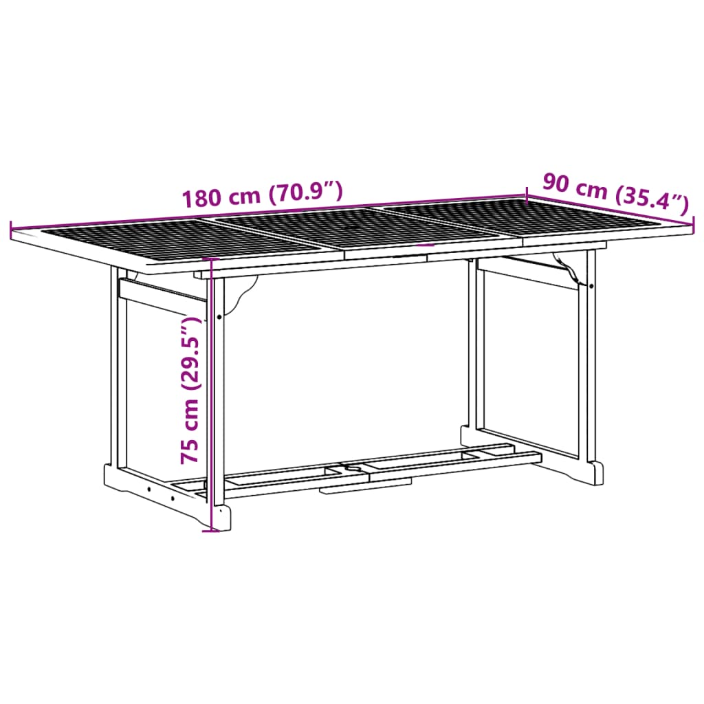 9-tlg. Garten-Essgruppe 180x90x75 cm Massivholz Akazie