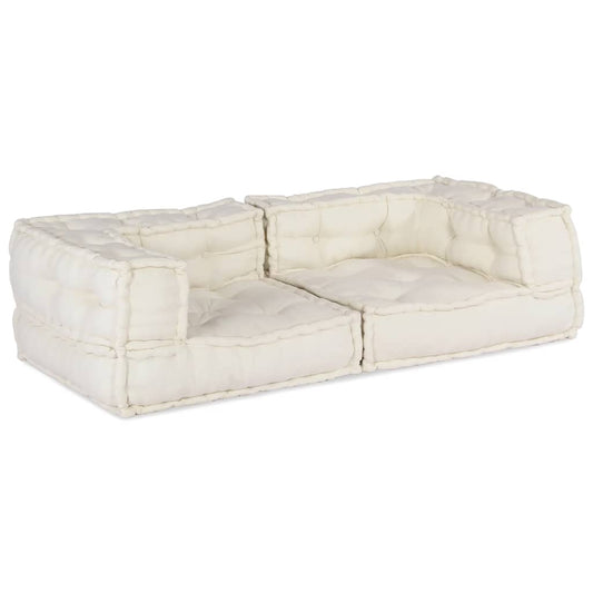 Pouf Modular Creme 140x70x36 cm Stoff