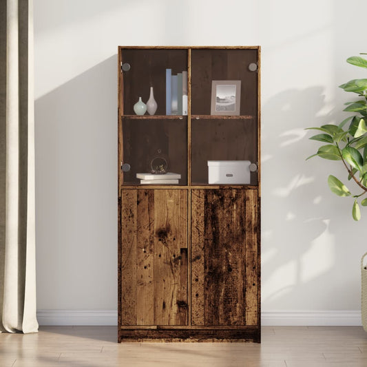 Highboard mit Türen Altholz-Optik 68x37x142 cm Holzwerkstoff