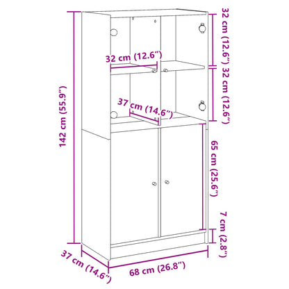 Highboard mit Türen Artisan-Eiche 68x37x142 cm Holzwerkstoff