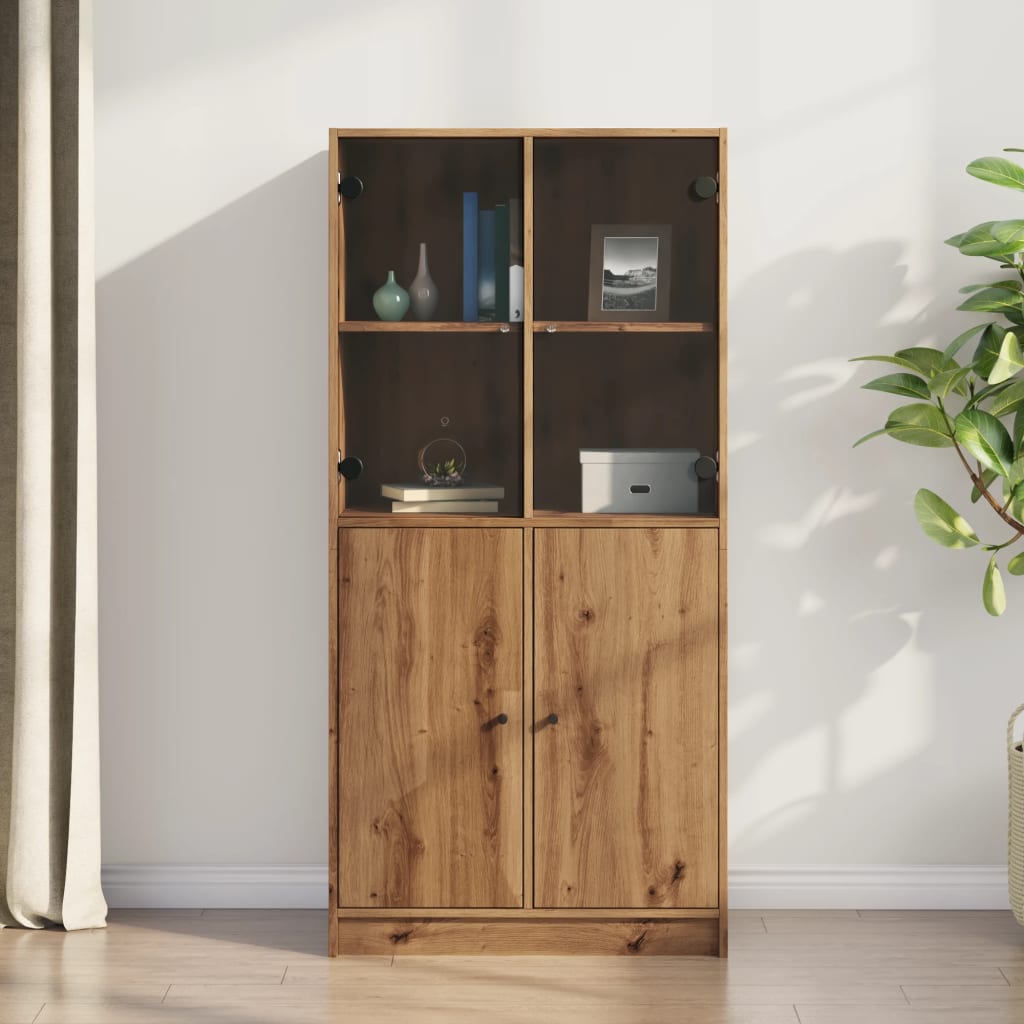 Highboard mit Türen Artisan-Eiche 68x37x142 cm Holzwerkstoff