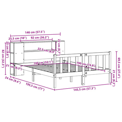 Massivholzbett mit Regal ohne Matratze 140x190 cm Kiefernholz