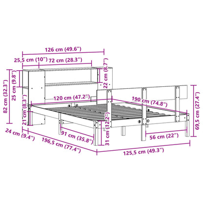 Massivholzbett mit Regal ohne Matratze 120x190 cm Kiefernholz