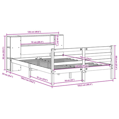 Massivholzbett mit Regal ohne Matratze 120x190 cm Kiefernholz