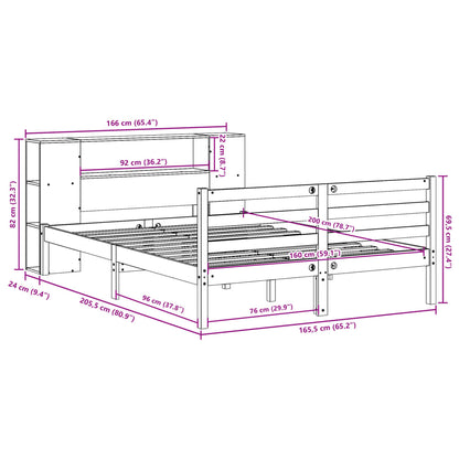 Massivholzbett mit Regal ohne Matratze 160x200 cm Kiefernholz