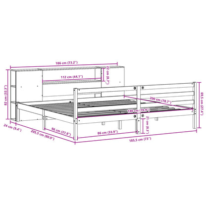 Massivholzbett mit Regal ohne Matratze 180x200 cm Kiefernholz