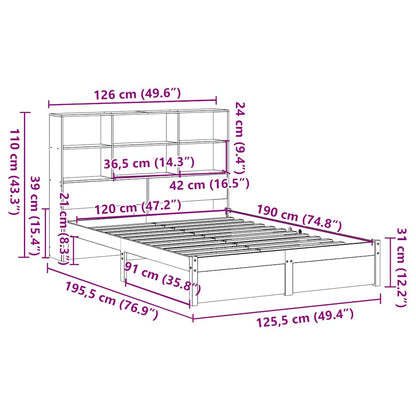 Massivholzbett mit Regal ohne Matratze 120x190 cm Kiefernholz