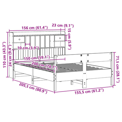 Massivholzbett mit Regal ohne Matratze 150x200 cm Kiefer