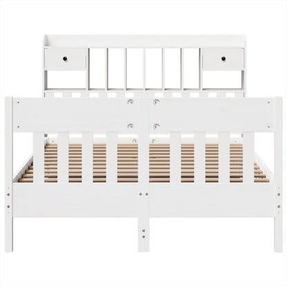 Massivholzbett ohne Matratze Weiß 140x190 cm Kiefernholz