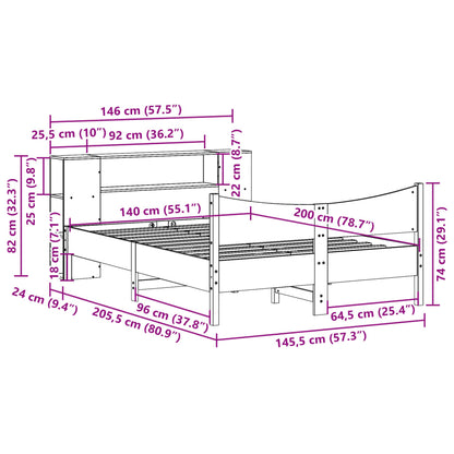 Massivholzbett ohne Matratze 140x200 cm Kiefernholz