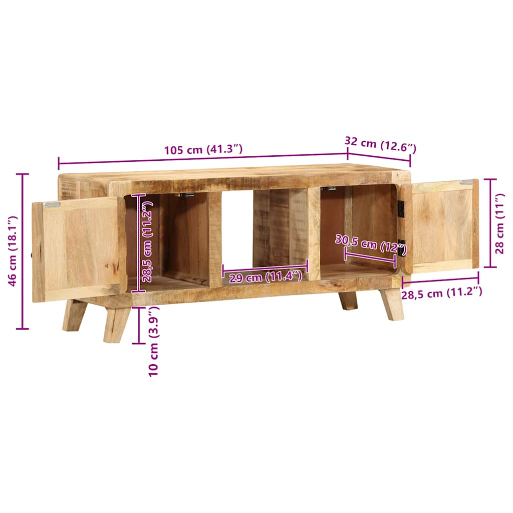 TV-Schrank 105x46x32 cm Raues Massivholz Mango