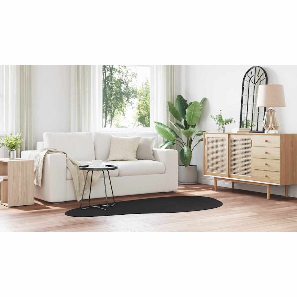 Teppich HUARTE Schwarz 100 x 200 cm Polyester