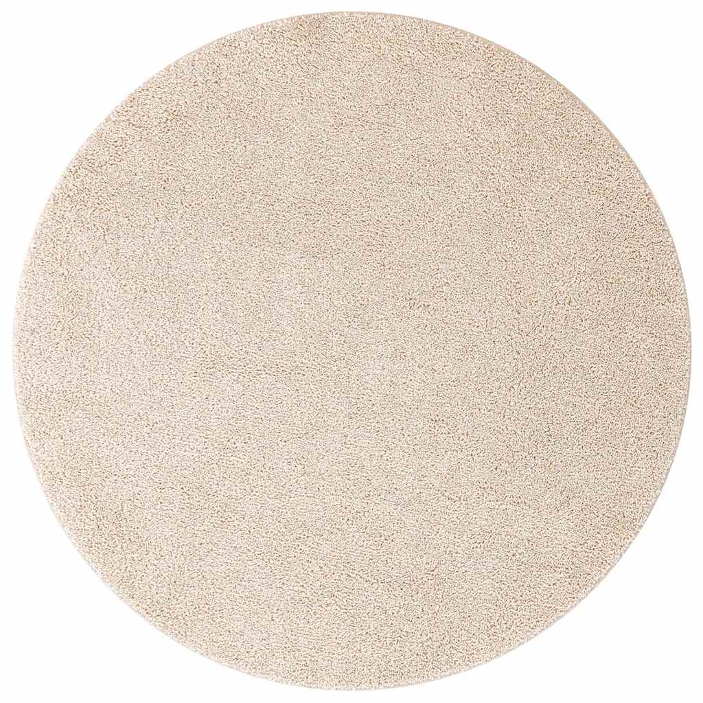 Anti-Rutsch Shaggy Teppich Creme 120 x 120 cm PP