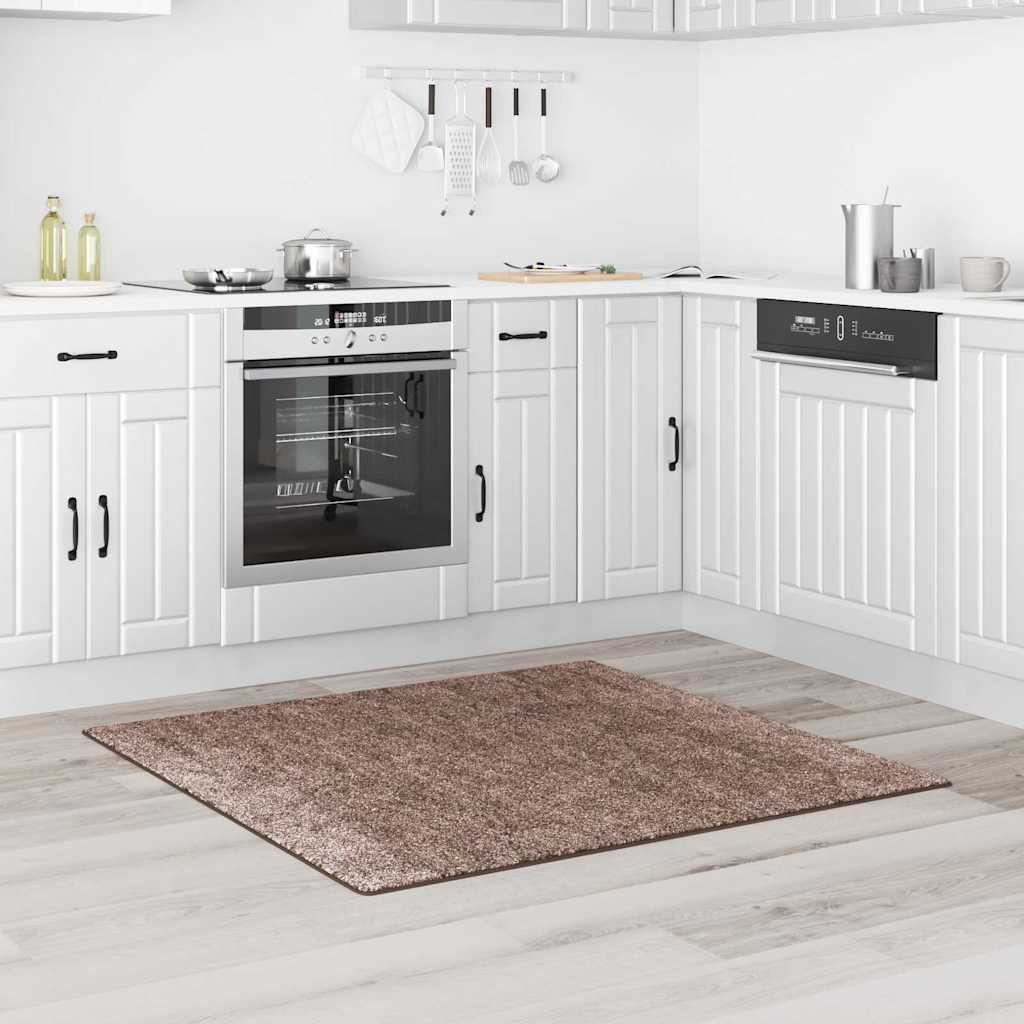 Anti-Rutsch Shaggy Teppich Braun 120 x 120 cm PP