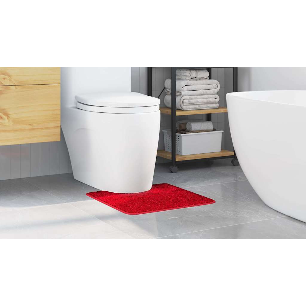 Rutschfeste Badematte mit Toilettenausschnitt Rot 50 x 50 cm PP