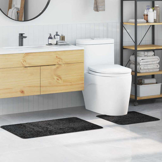 Anti-Rutsch Badematten-Set 2 pcs Dunkelgrau PP