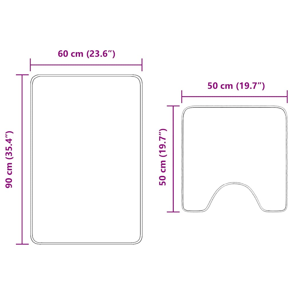 Anti-Rutsch Badematten-Set 2 pcs Braun PP