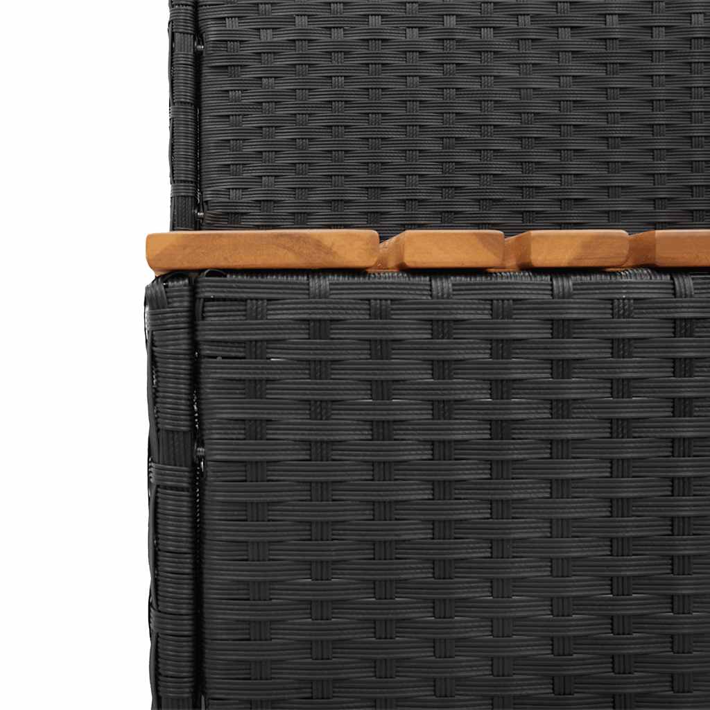 Whirlpooltreppe Schwarz 50x50x50,5 cm Poly Rattan Akazie Massiv