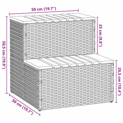 Whirlpooltreppe Schwarz 50x50x50,5 cm Poly Rattan Akazie Massiv