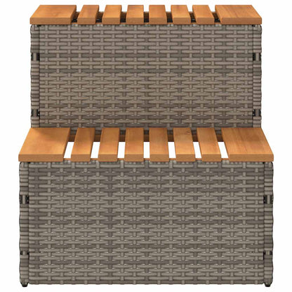 Whirlpooltreppe Grau 50x50x50,5 cm Poly Rattan Akazie Massiv