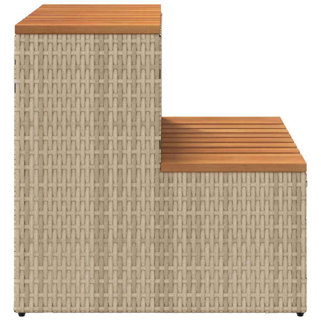 Whirlpooltreppe Beige 50x50x50,5 cm Poly Rattan Akazie Massiv