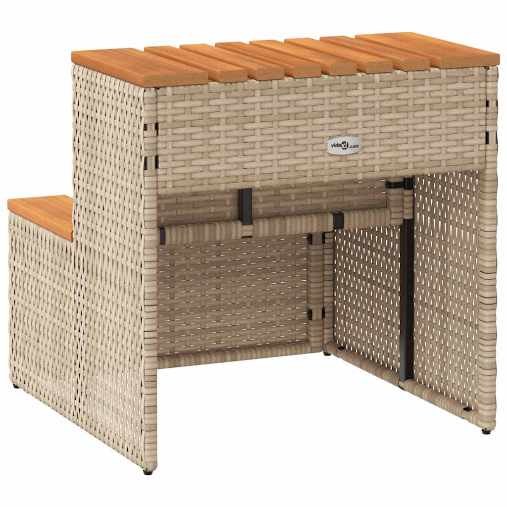 Whirlpooltreppe Beige 50x50x50,5 cm Poly Rattan Akazie Massiv