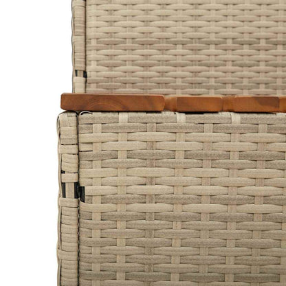 Whirlpooltreppe Beige 50x50x50,5 cm Poly Rattan Akazie Massiv