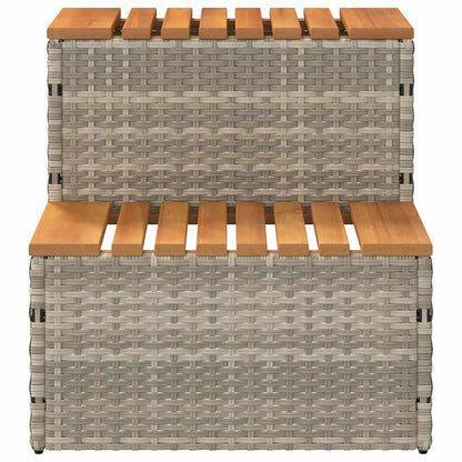 Whirlpooltreppe Hellgrau 50x50x50,5cm Poly Rattan Akazie Massiv