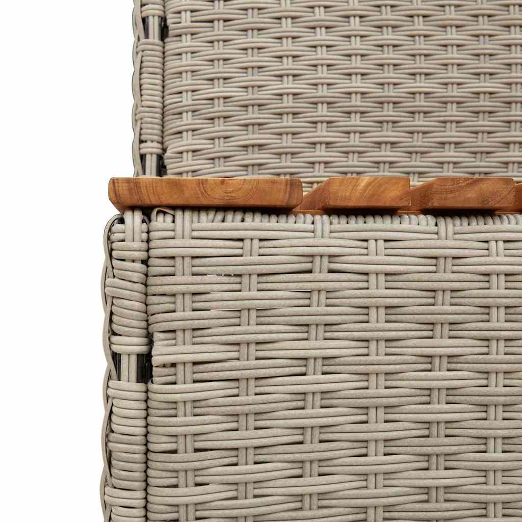 Whirlpooltreppe Hellgrau 50x50x50,5cm Poly Rattan Akazie Massiv