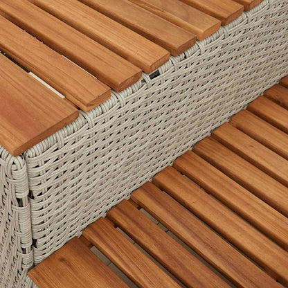 Whirlpooltreppe Hellgrau 50x50x50,5cm Poly Rattan Akazie Massiv