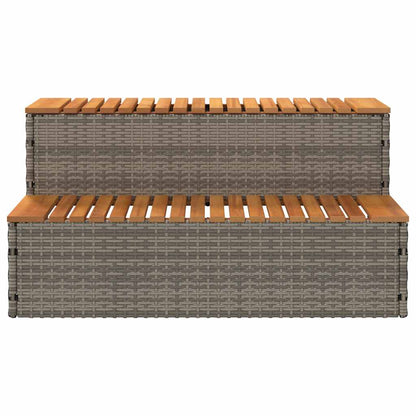 Whirlpooltreppe Grau 100x50x50,5 cm Poly Rattan Akazie Massiv