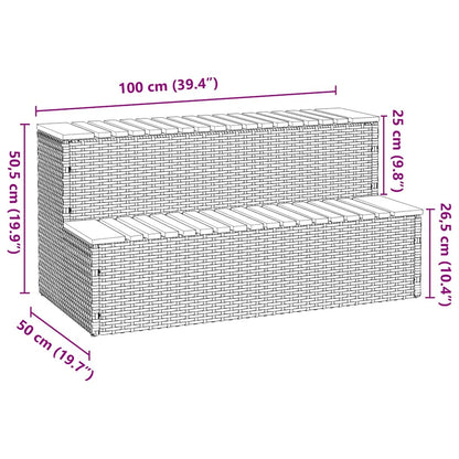 Whirlpooltreppe Grau 100x50x50,5 cm Poly Rattan Akazie Massiv