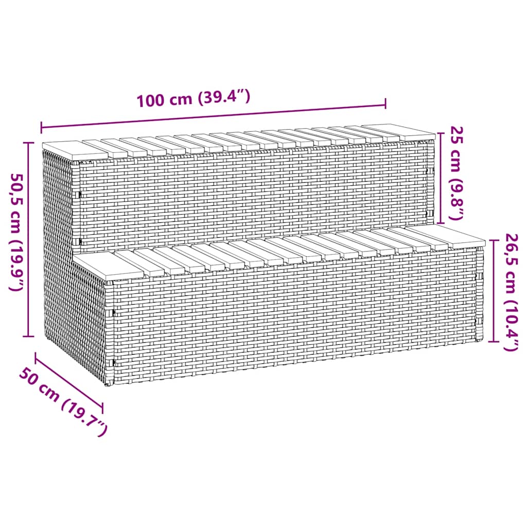 Whirlpool-Stufen Beige 100x50x50,5 cm Poly-Rattan Massiv Akazie