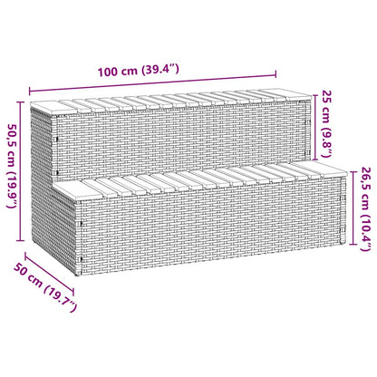 Whirlpool-Stufen Beige 100x50x50,5 cm Poly-Rattan Massiv Akazie