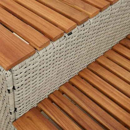 Whirlpool-Stufen Hellgrau 100x50x50,5 cm Poly-Rattan und Akazie