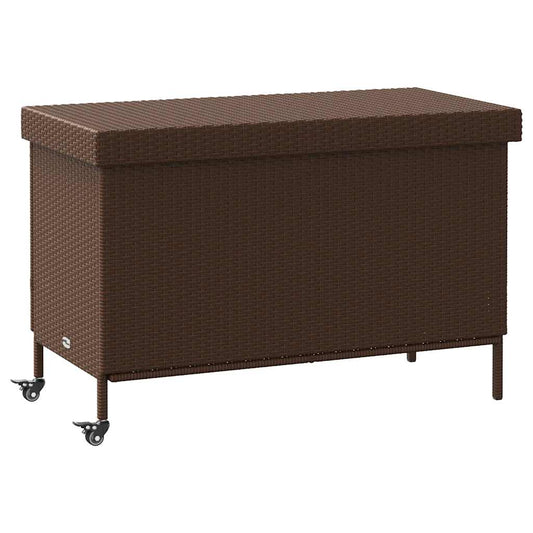 Gartentruhe mit Rollen Braun 110x55x73 cm Poly Rattan