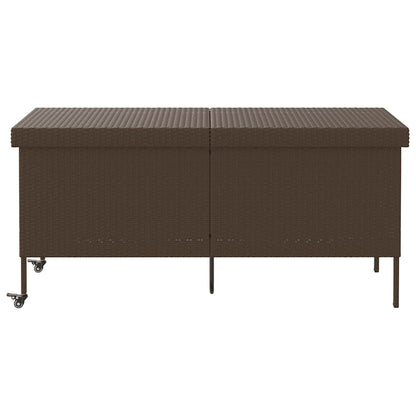 Gartentruhe mit Rollen Braun 160x55x75 cm Poly Rattan