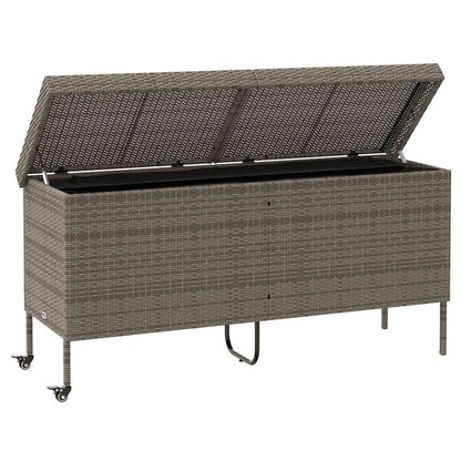 Gartentruhe mit Rollen Grau 160x55x75 cm Poly Rattan