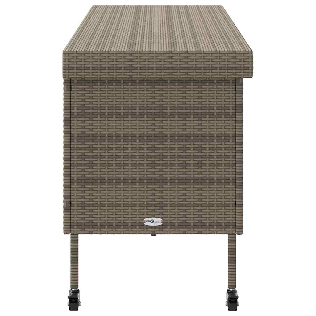 Gartentruhe mit Rollen Grau 160x55x75 cm Poly Rattan