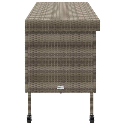 Gartentruhe mit Rollen Grau 160x55x75 cm Poly Rattan