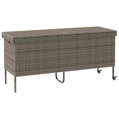 Gartentruhe mit Rollen Grau 160x55x75 cm Poly Rattan