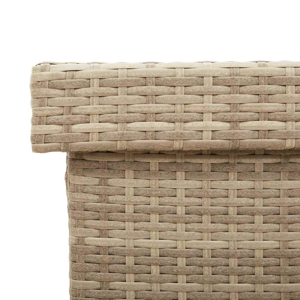 Gartentruhe mit Rollen Beige 160x55x75 cm Poly Rattan