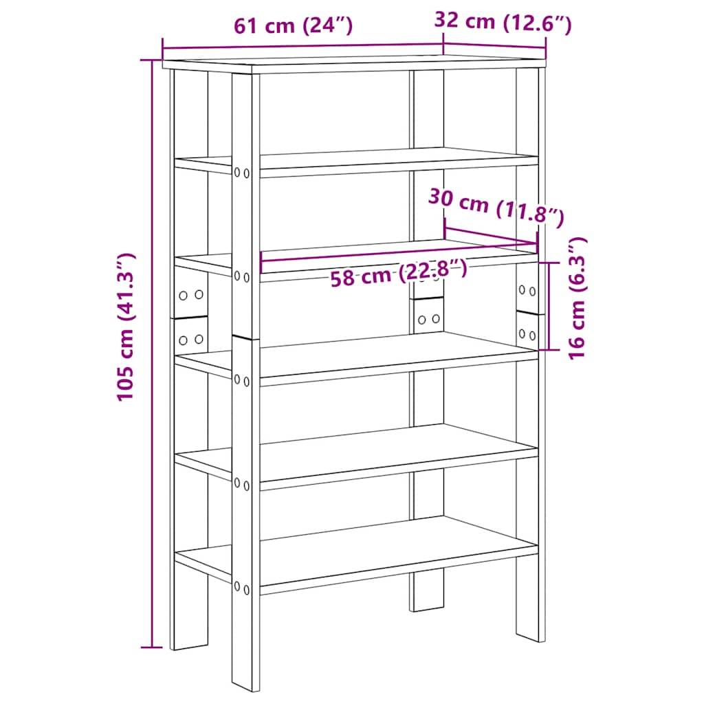 Schuhregal Weiß 61x32x105 cm Holzwerkstoff