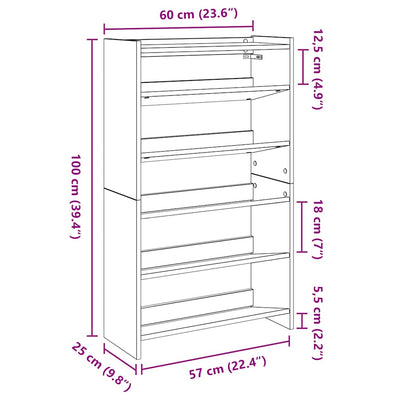 Schuhregal Weiß 60x25x100 cm Holzwerkstoff