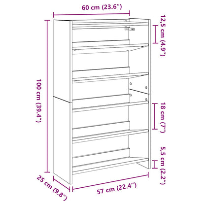 Schuhregal Sonoma-Eiche 60x25x100 cm Holzwerkstoff