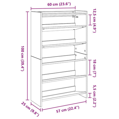 Schuhregal Grau Sonoma 60x25x100 cm Holzwerkstoff