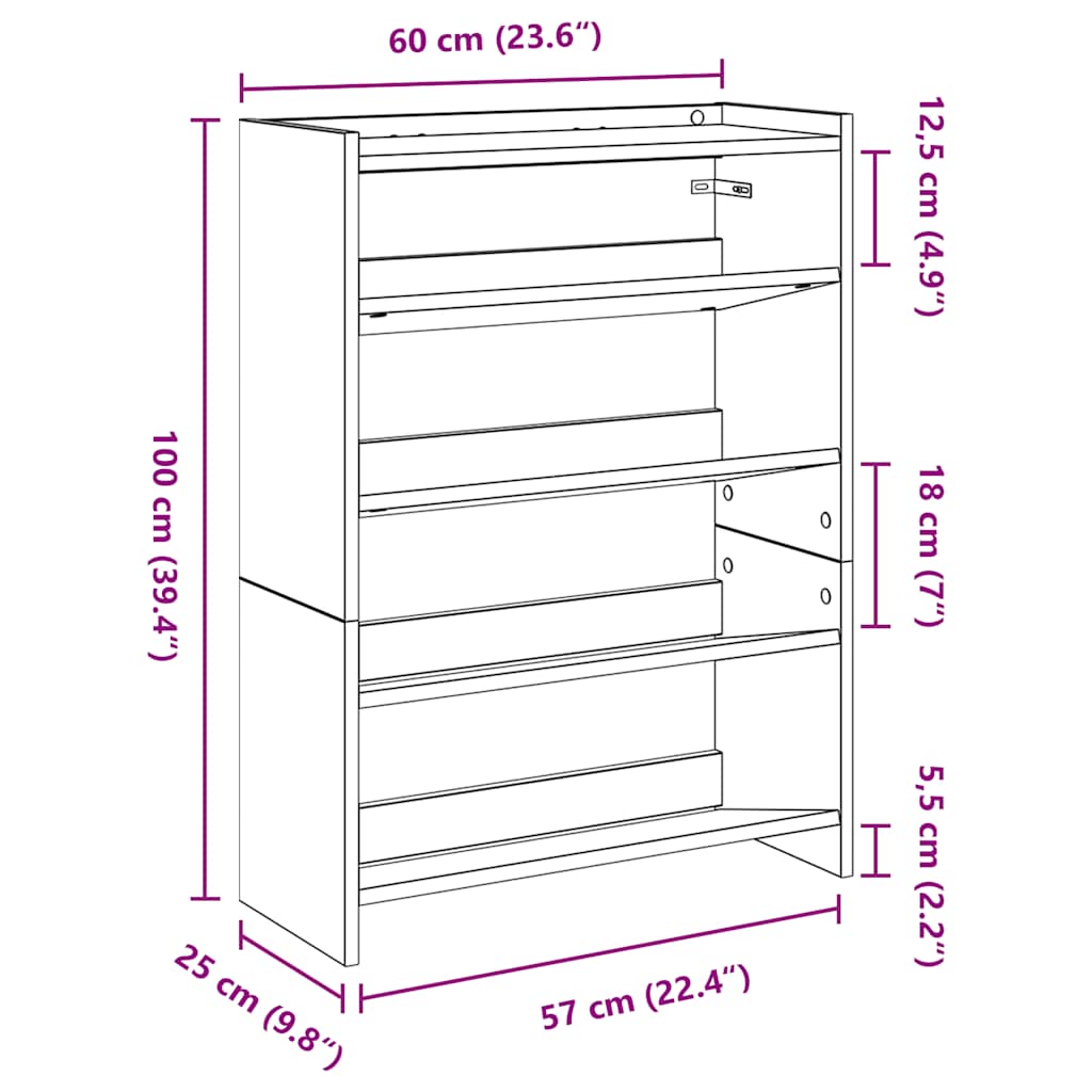 Schuhregal Weiß 80x25x61,5 cm Holzwerkstoff