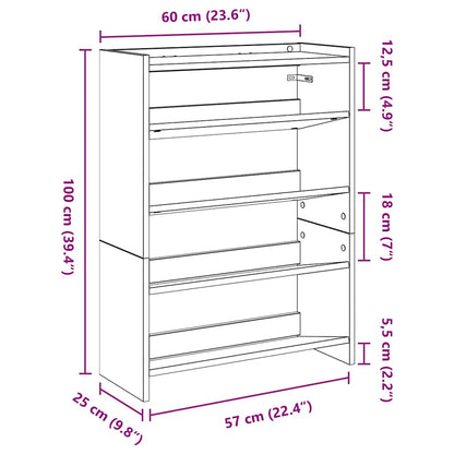 Schuhregal Schwarz 80x25x61,5 cm Holzwerkstoff