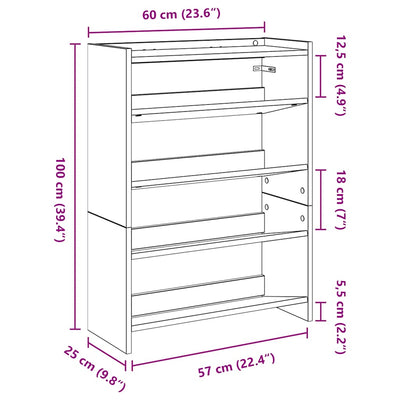 Schuhregal Räuchereiche 80x25x61,5 cm Holzwerkstoff