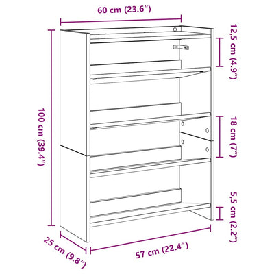 Schuhregal Altholz-Optik 80x25x61,5 cm Holzwerkstoff